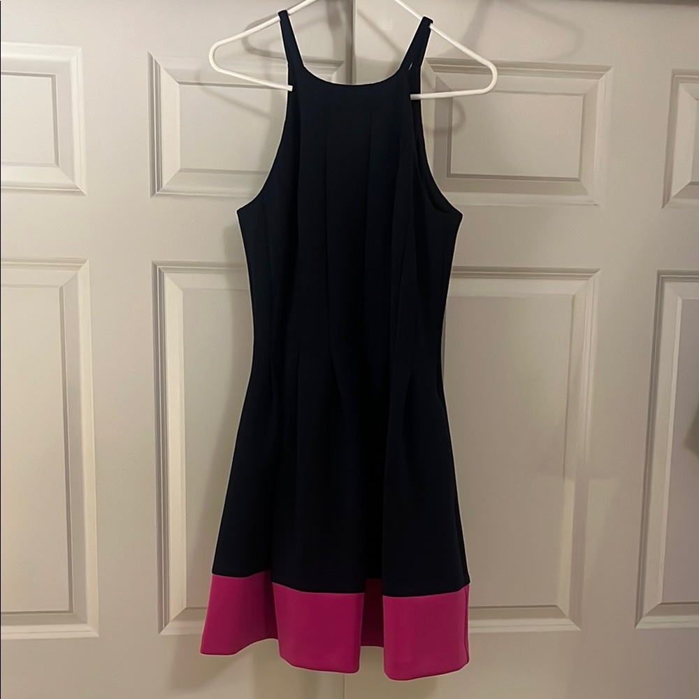 Vince Camuto Pink and Navy Blue Halter Dress - Picture 2 of 4